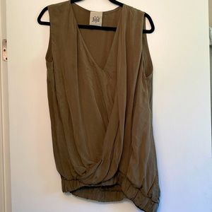 NWOT Jijil Olive Oversized Asymmetric Sleeveless Top